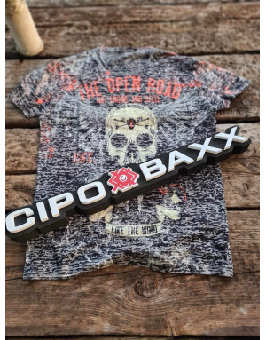 KHAKI T-SHIRT MĘSKI NADRUK CZASZKA SPEDBOY  OCT103