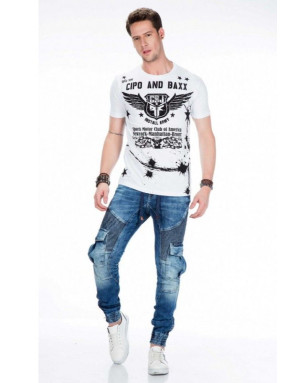 CZARNE MALOWANE SPODNIE MĘSKIE SPEDBOY CD571