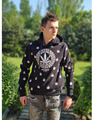 CZARNA BLUZA MŁODZIEŻOWA Z KAPTUREM KANGURKA ZŁOTY NADRUK SPEDBOY 2263