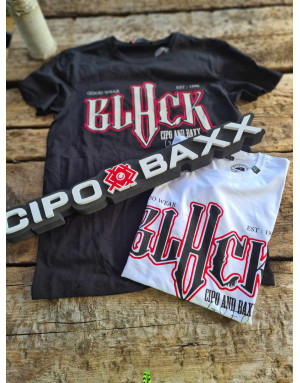 CZARNY T-SHIRT MĘSKI BAWEŁNA NAPISY SPEDBOY CT617