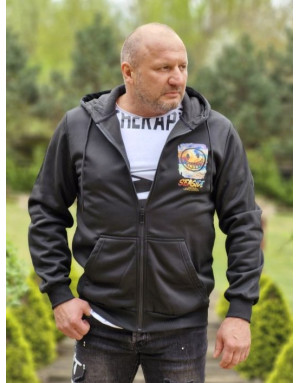 CZARNA BLUZA MĘSKA ROZPINANA Z KAPTUREM NADRUK PLECY SPEDBOY 1600