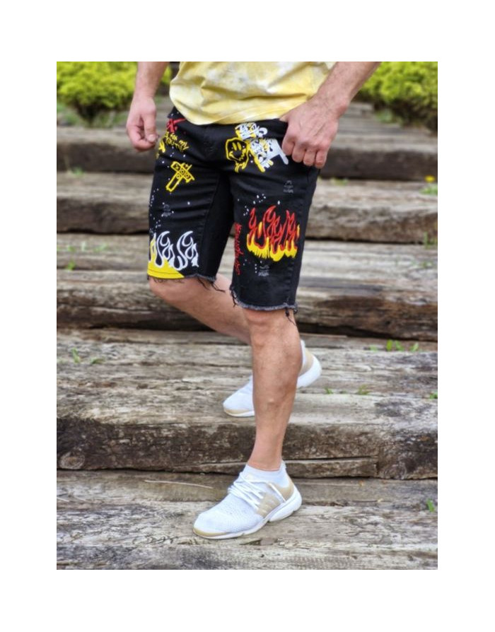 CZARNE SPODENKI MĘSKIE JEANSOWE SPEDBOY 78441